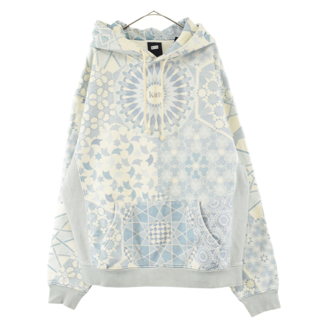 KITH キス Moccan Tile Williams Sweat Shirt モロッカンタイル 総柄スウェット プルオーバーパーカー ブルー