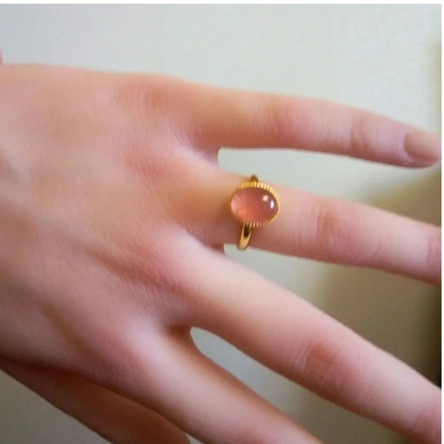ストロベリークォーツ10×8㎜リング指輪★ハンドメイド レディースのアクセサリー(リング(指輪))の商品写真