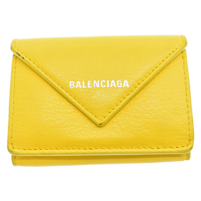 BALENCIAGA バレンシアガ PAPER MINI WALLET 391446 ペーパー ミニウォレット 3つ折り財布 イエロー #dg2302