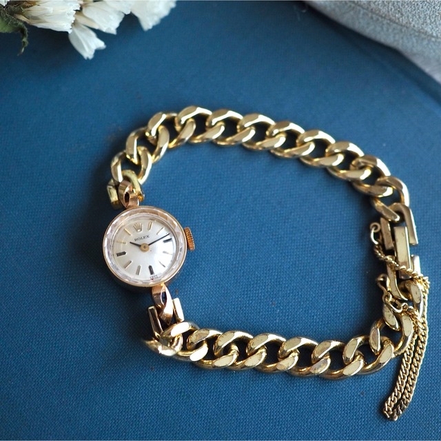 美品 ロレックス 金無垢 カットガラス アンティーク時計