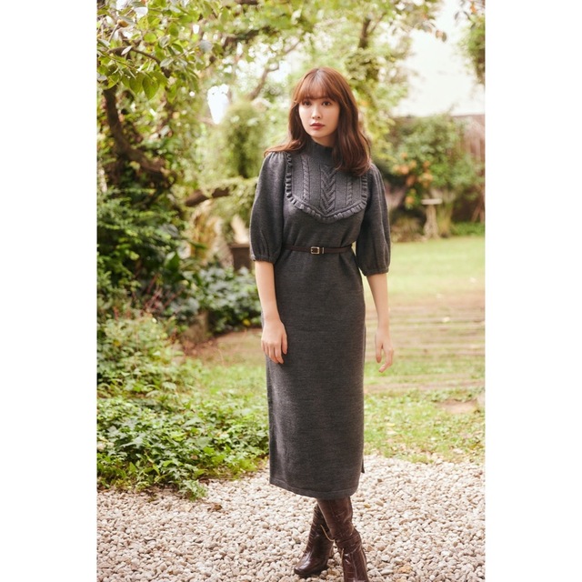 Her lip to - Herlipto Belted Ruffle Cable-Knit Dressの通販 by ...