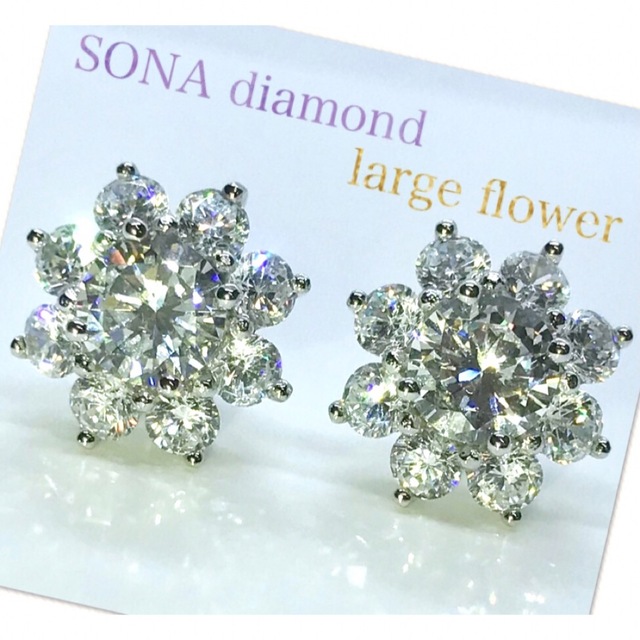 sonaダイヤモンド.ラージ フラワー SV925.ピアス