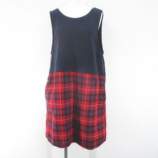 アフタヌーンティー(AfternoonTea)のAfternoon Tea TARTANS 裏ボア エプロン ネイビー 紺系(その他)