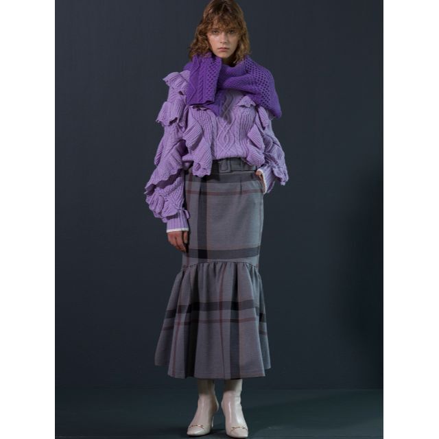 Lily Brown(リリーブラウン)のベルト付きマーメイドスカート　グレイ　０ レディースのスカート(ロングスカート)の商品写真
