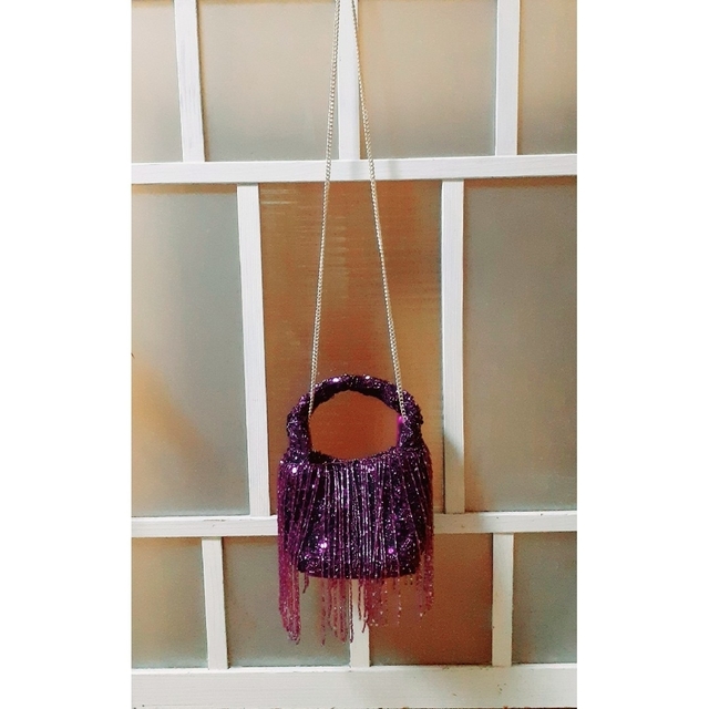ZARA(ザラ)のZARA ザラ フリンジ ビーズ バック 収納袋付き レディースのバッグ(ショルダーバッグ)の商品写真