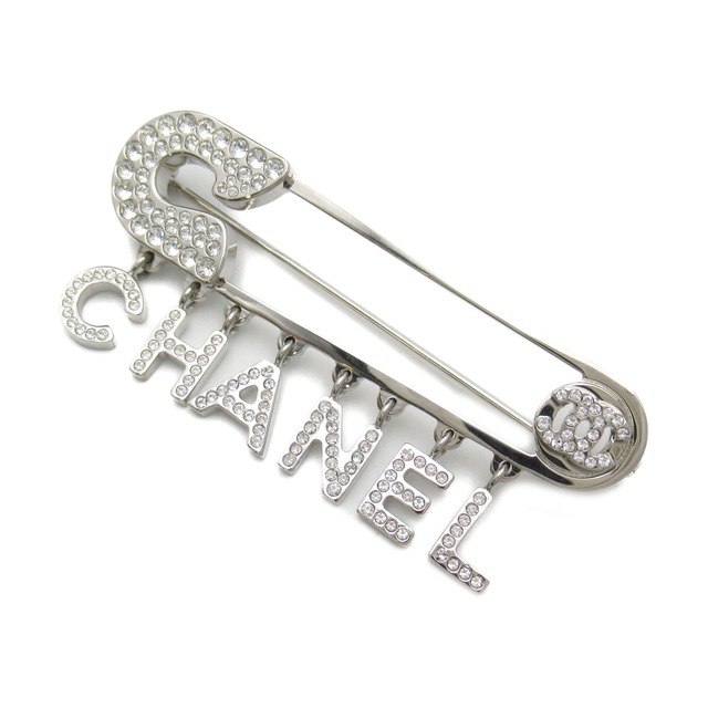 CHANEL】希少 ブローチ 安全ピンモチーフ ラインストーン スイング