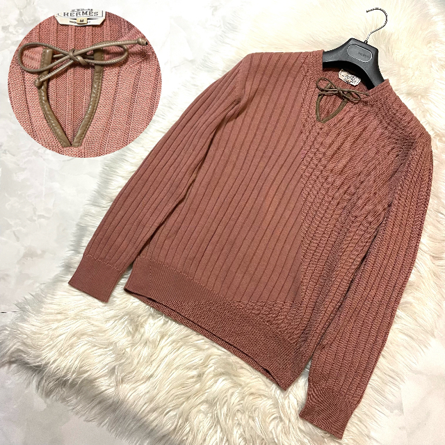 日本最級 本物 ランウェイ エルメス ボーダー Vネック カシミア ニット