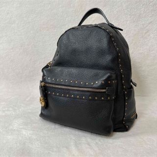 コーチ(COACH)のCOACH ポリッシュドペブルレザー スタッズ リュック バックパック 黒(リュック/バックパック)