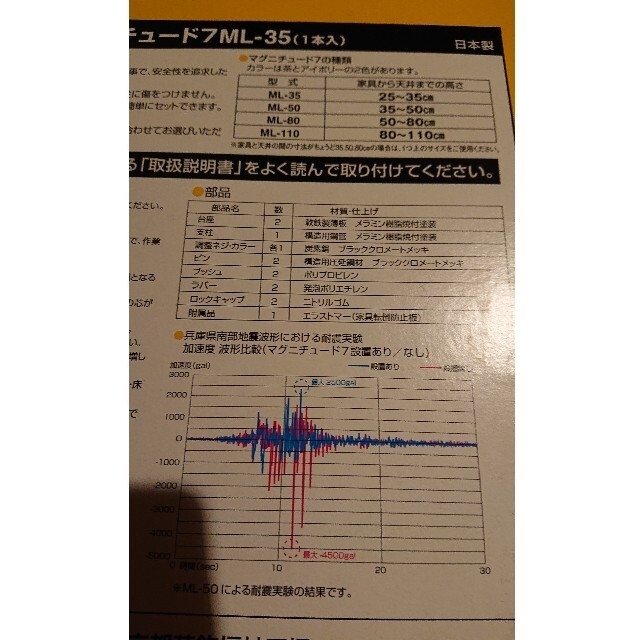 アイリスオーヤマ(アイリスオーヤマ)の新品マグニチュード7 ML35 アイボリー  地震 耐震 家具転倒防止突っ張り棒 インテリア/住まい/日用品の日用品/生活雑貨/旅行(防災関連グッズ)の商品写真