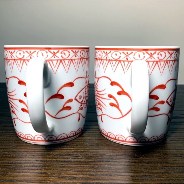 香蘭社 赤繪町工房 赤絵町工房 赤絵 魚鳥紋 魚 鳥 マグカップ マグ Mug