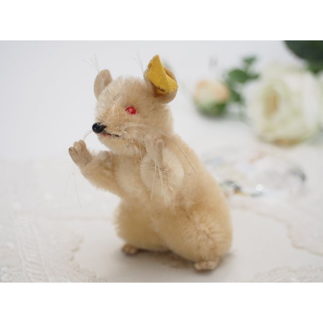 シュタイフ★Pieps Mouse 8cm★ネズミのピープス/赤目の鼠/アルビノ
