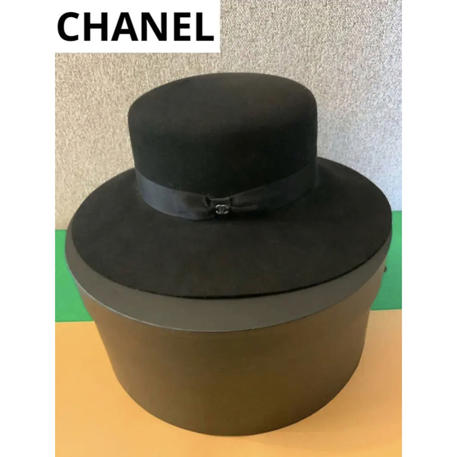 CHANEL - CHANEL ココマークリボン　ハット帽子　ブラック　レディース