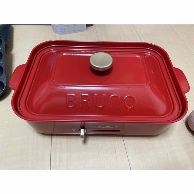 BRUNO(ブルーノ)のBRUNO コンパクトホットプレート レッド BOE021-RD(1台) インテリア/住まい/日用品のキッチン/食器(その他)の商品写真