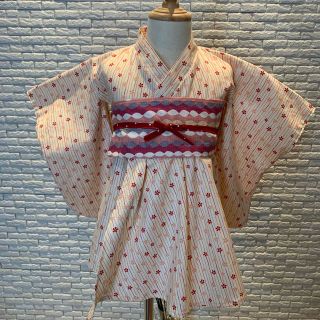 ハンドメイド　カジュアル着物　100  桜の絨毯(和服/着物)