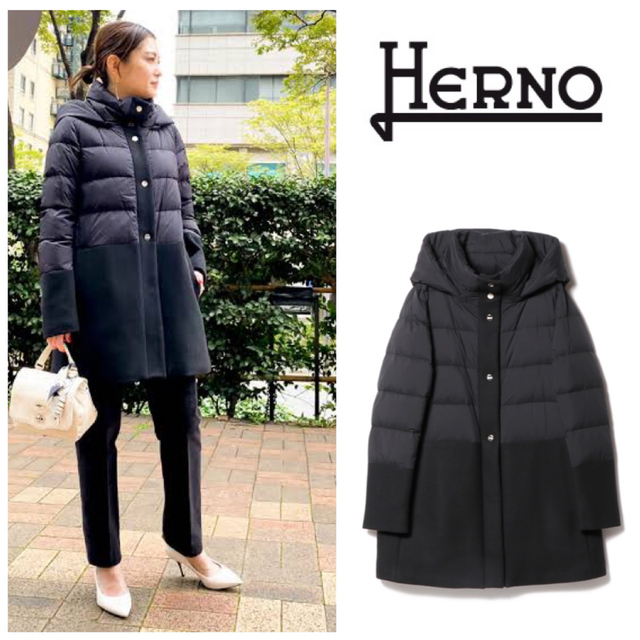 HERNO ヘルノ パンチング コート 44 ノーカラー-