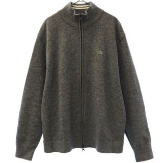 ラコステ(LACOSTE)のラコステ ワンポイント刺繍 フルジップ ニット ジャケット XL グレー LACOSTE 長袖 セーター メンズ 【中古】  【230211】(ダッフルコート)