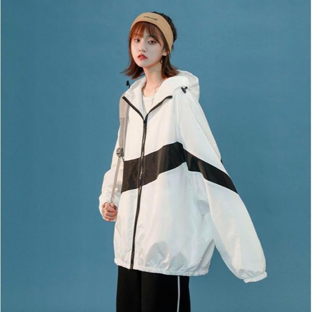 デザイン ナイロンパーカー マウンテンパーカー 2XL ホワイト 男女兼用 新品 メンズのジャケット/アウター(ナイロンジャケット)の商品写真