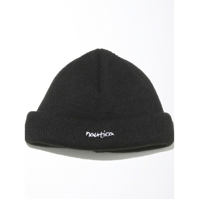NAUTICA(ノーティカ)の【nautica／ノーティカ】ロールニットキャップ：ブラック メンズの帽子(ニット帽/ビーニー)の商品写真