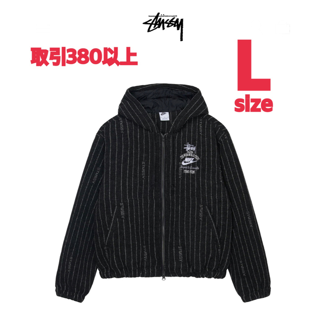 STUSSY & NIKE STRIPE WOOL JACKET BLACK L