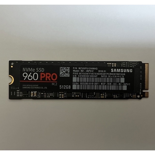 SAMSUNG(サムスン)のSamsung NVMe SSD M.2 960 Pro 512GB スマホ/家電/カメラのPC/タブレット(PCパーツ)の商品写真