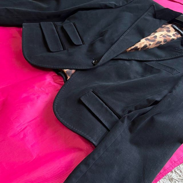 美品】DOLCE&GABBANA ジャケット ブラック 40 レオパード 【最安値