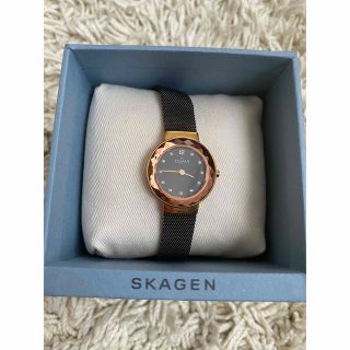 スカーゲン(SKAGEN)のskagen 腕時計　レディース　ブラック×コッパー(腕時計)