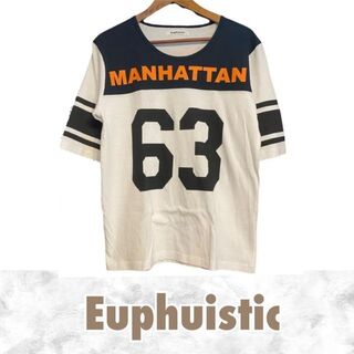 Euphuistic 七分丈 Tシャツ カットソー ホワイト ロゴ【M】カジュア(Tシャツ(長袖/七分))