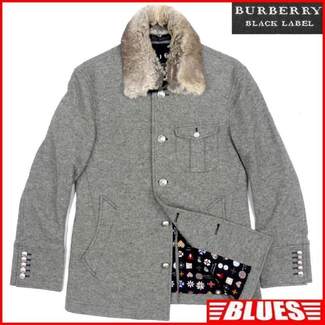 BURBERRY BLACK LABEL(バーバリーブラックレーベル)の廃盤 バーバリー M モノグラム柄 グレー ジャケット コート HH8562 メンズのジャケット/アウター(ステンカラーコート)の商品写真