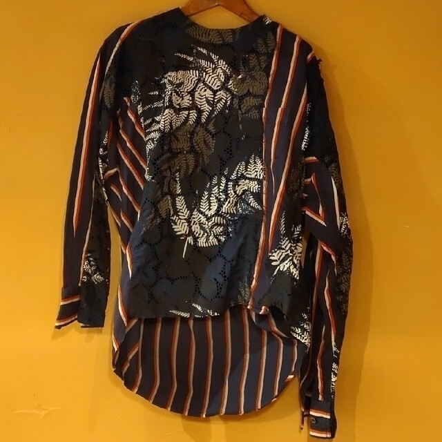 sacai - sacai 　ストライプ　レース　シャツ　刺繍　サカイ　ギャルソン