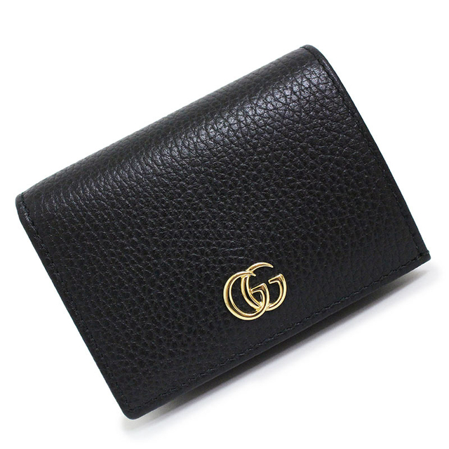 都内で Gucci グッチ GUCCI（新品・未使用品） 456126 黒 ブラック レザー 二つ折り財布 コンパクト カードケース GG  マーモント プチ 財布