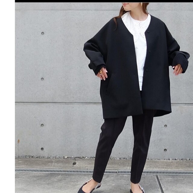 Liten セーラーカラーコート(Black)