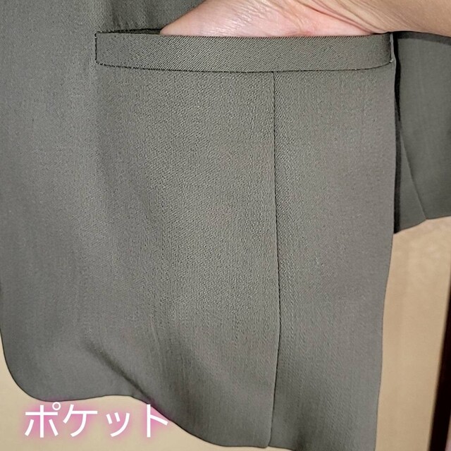 GUNZE(グンゼ)の美品 婦人服 グンゼ ジャケット グリーン 毛80％ 上質 高級 日本製 春 秋 レディースのジャケット/アウター(ノーカラージャケット)の商品写真
