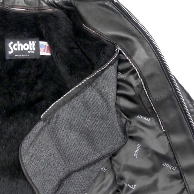 Schott ショット ライダースジャケット シングル メンズ S 黒JJ207