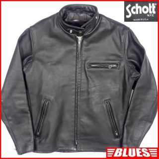 Schott ショット ライダースジャケット シングル メンズ S 黒JJ207