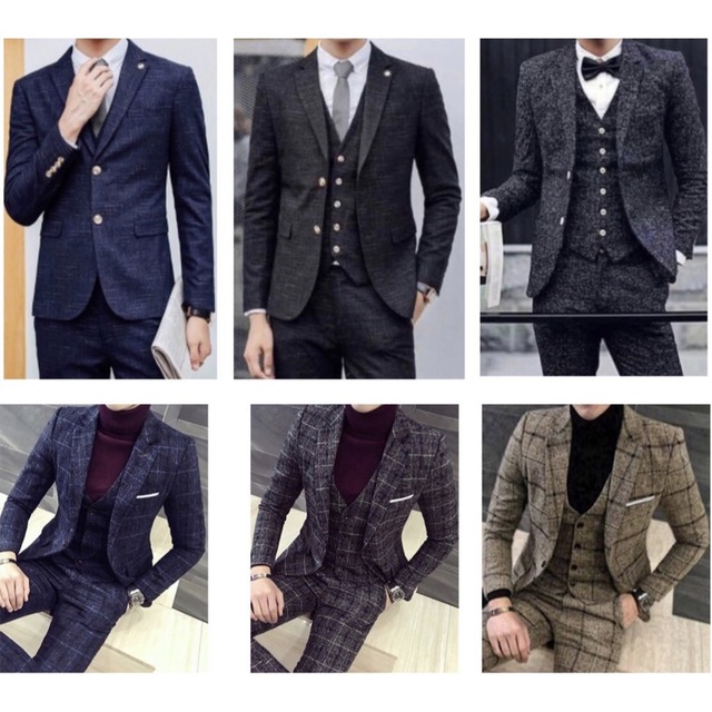 スーツ　ジャケット　パンツ　ベスト　3点セット　チェック　黒　ブラック　ビジネス 2