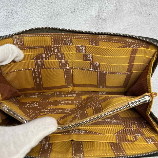 エルメス HERMES 長財布 アザップロング シルクイン ブラック ブラウン