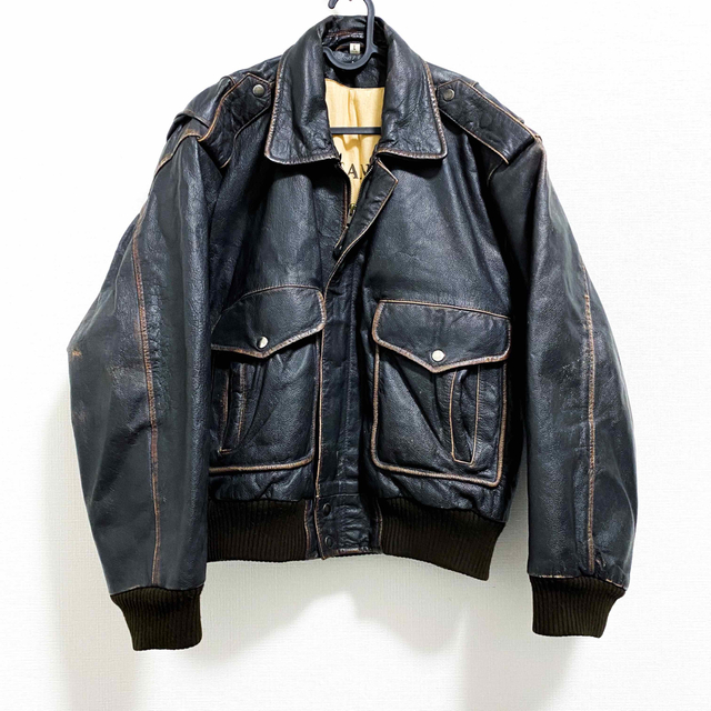 vintage damage design leather jacket