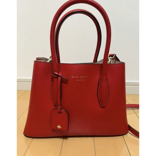 kate spade NY 2wayショルダーバッグ 赤 牛革 美品 - ハンドバッグ