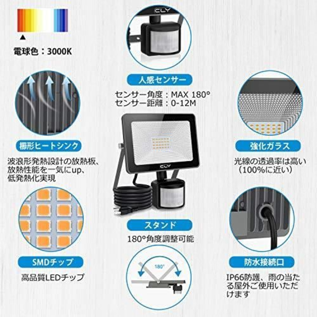 25 CLY センサーライト 屋外 人感センサーライト LED投光器 25W 電