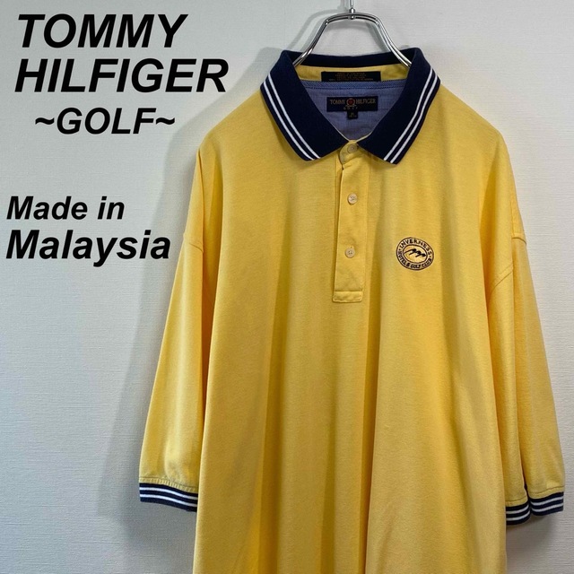 TOMMY HILFIGER(トミーヒルフィガー)の古着 トミーヒルフィガー ゴルフ 半袖 ポロシャツ XL 刺繍ロゴ 鹿の子 メンズのトップス(ポロシャツ)の商品写真