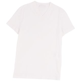 プラダ(PRADA)の美品 プラダ PRADA カットソー Tシャツ 半袖 トライアングル ショートスリーブ ロゴ柄 トップス メンズ XS ホワイト(Tシャツ/カットソー(半袖/袖なし))