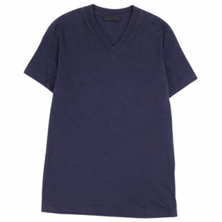 プラダ(PRADA)のプラダ PRADA カットソー Tシャツ 半袖 トライアングル ショートスリーブ 無地 トップス メンズ XS ネイビー(Tシャツ/カットソー(半袖/袖なし))