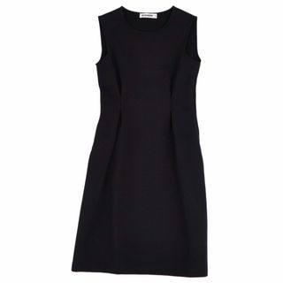 ジルサンダー(Jil Sander)の美品 ジルサンダー JIL SANDER ワンピース ドレス ノースリーブ フレア ジャージー 無地 トップス レディース 34(S相当) ブラック(ひざ丈ワンピース)