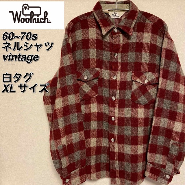 WOOLRICH(ウールリッチ)の【激レア】60s woolrich ウールリッチ ネルシャツ XL 白タグ メンズのトップス(シャツ)の商品写真