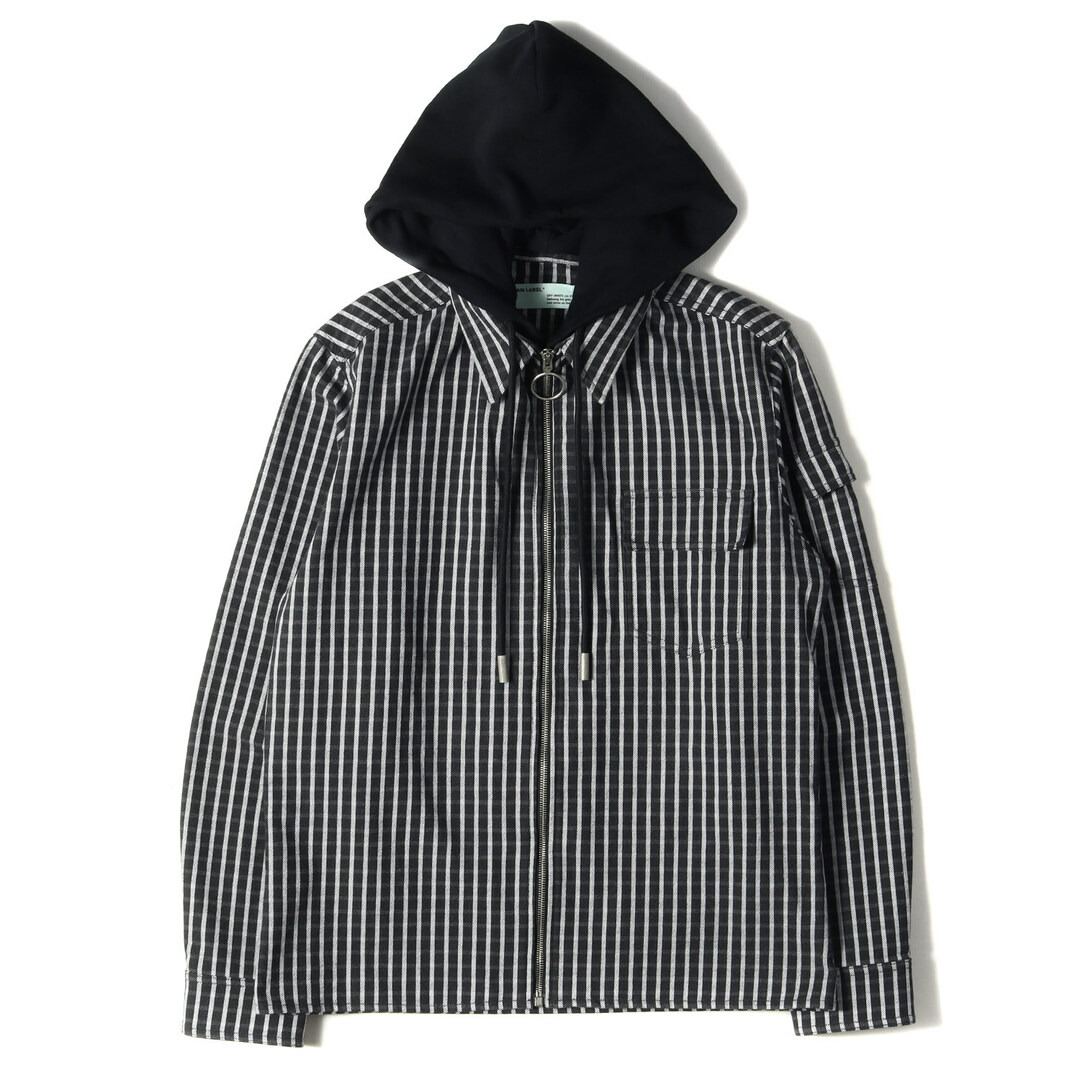 OFF-WHITE オフホワイト シャツ フード付き ゴーストスカル ジップ チェックシャツ DIAG ZIP CHECK SHIRT 19SS ブラック ホワイト 黒白 M トップス カジュアルシャツ 長袖 【メンズ】