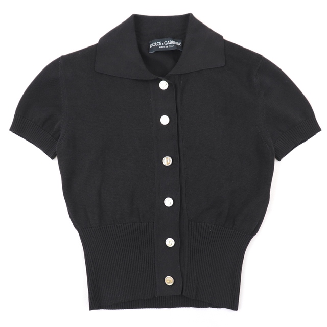 DOLCE&GABBANA - 美品 ドルチェアンドガッバーナ DGボタン 半袖ニットトップス レディース 黒 38 DOLCE&GABBANA