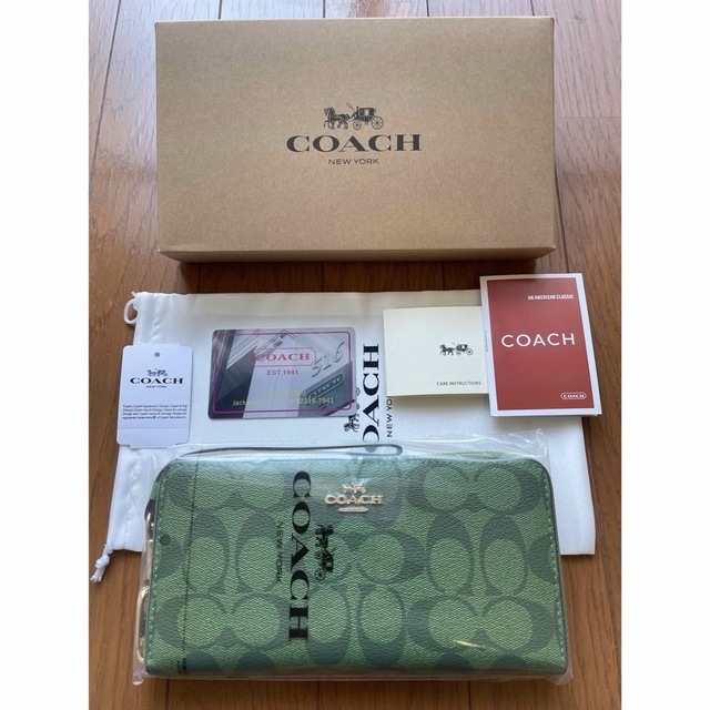 ゴールドサイズ横幅COACH ロング ジップ アラウンド ウォレット シグネチャー キャンバス