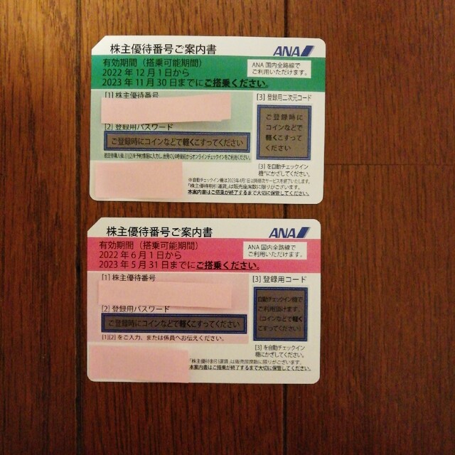 ANA(全日本空輸)(エーエヌエー(ゼンニッポンクウユ))のANA株主優待券２枚セット チケットの優待券/割引券(その他)の商品写真