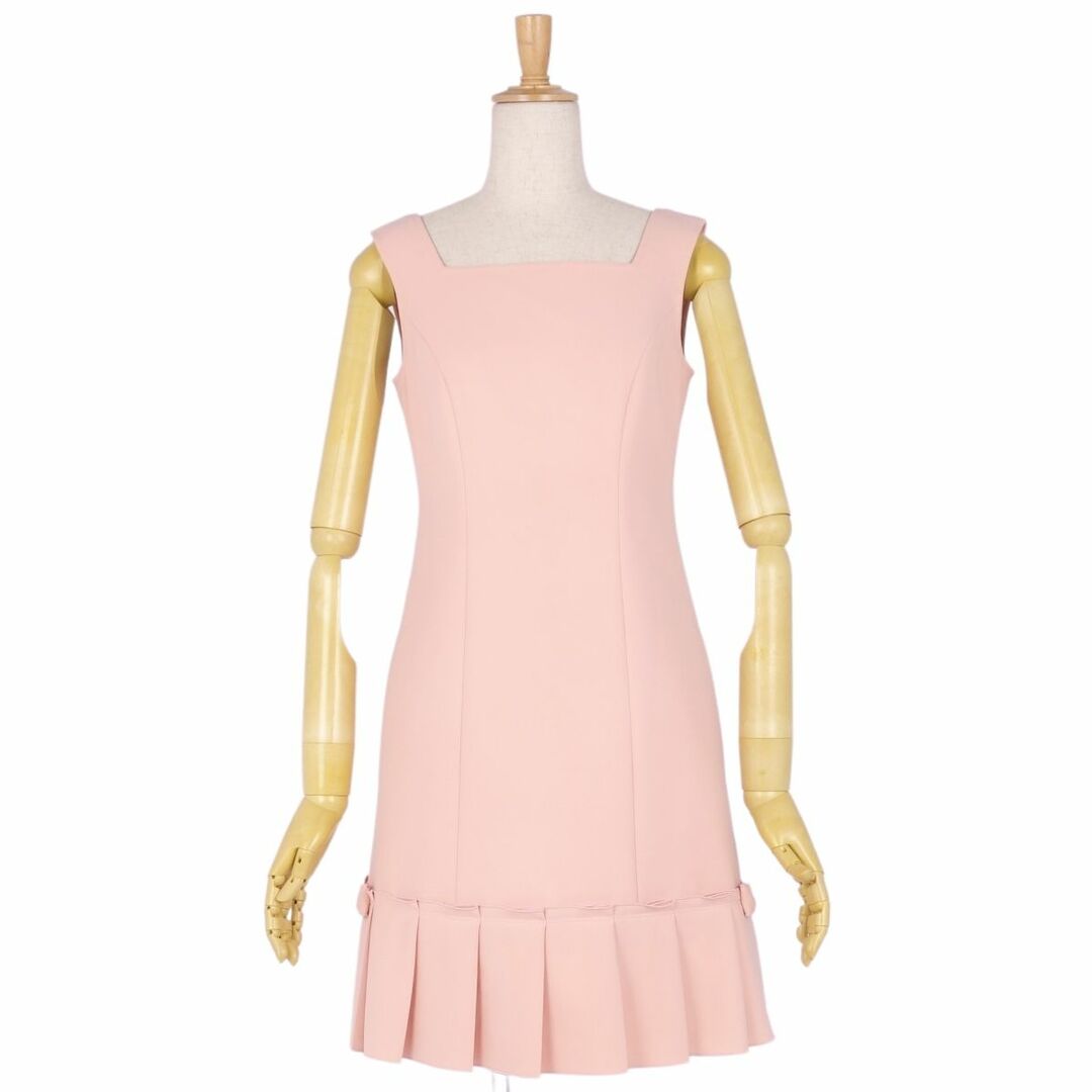 美品 ルネ ベーシック Rene basic ワンピース ノースリーブ 裾プリーツ ドレス レディース 32(SS相当) ピンク