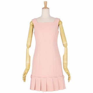 美品 ルネ ベーシック Rene basic ワンピース ノースリーブ 裾プリーツ ドレス レディース 32(SS相当) ピンク(ひざ丈ワンピース)